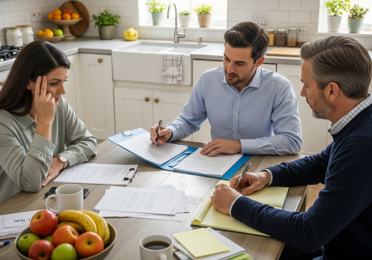 Homeowner reviewing options with a broker