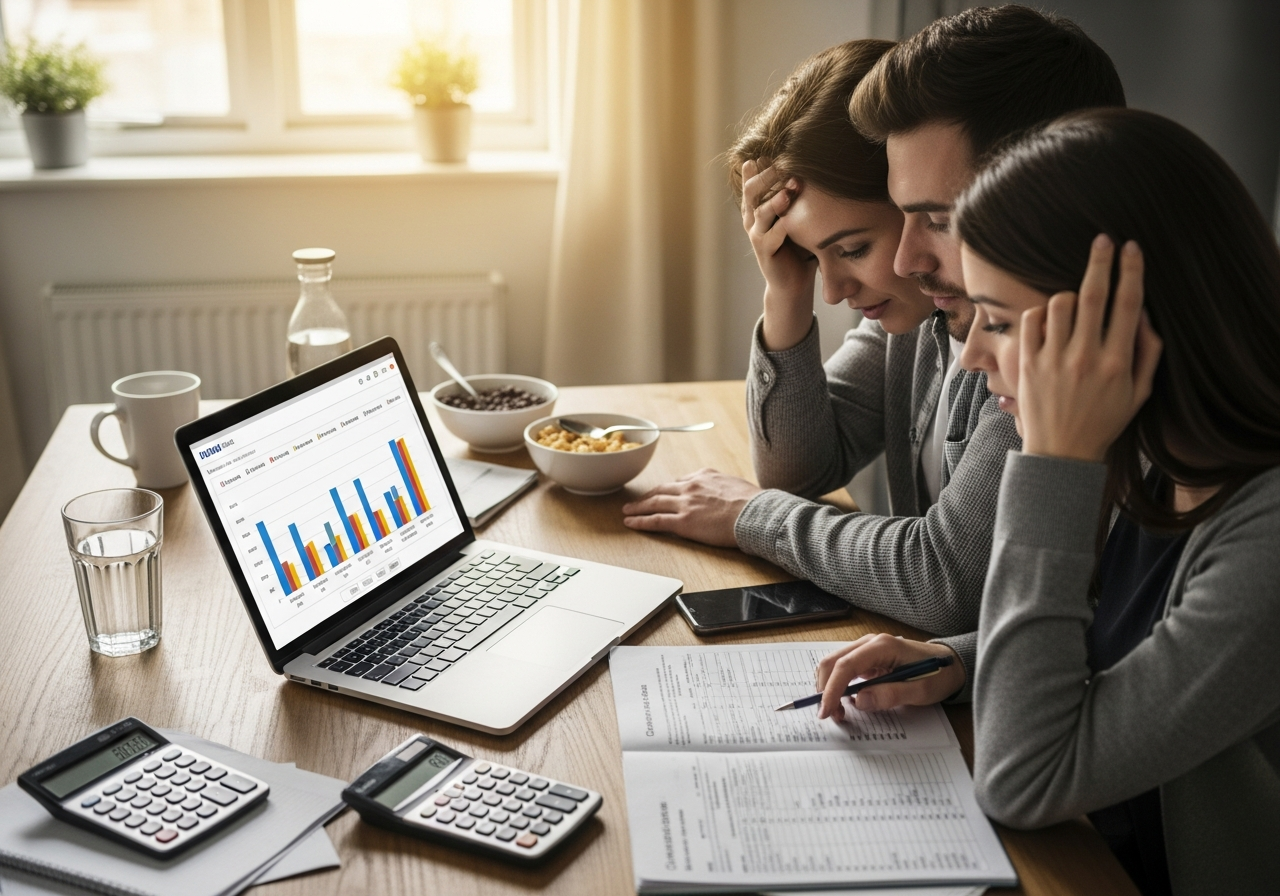 Couple comparing home loan options