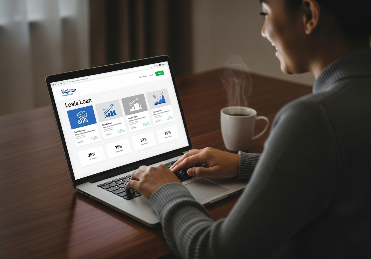 Person reviewing flexible loan options on a laptop