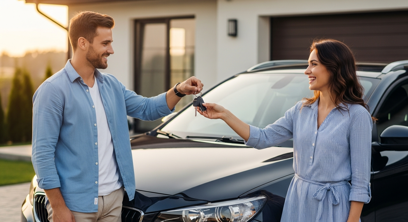 Couple with new car
