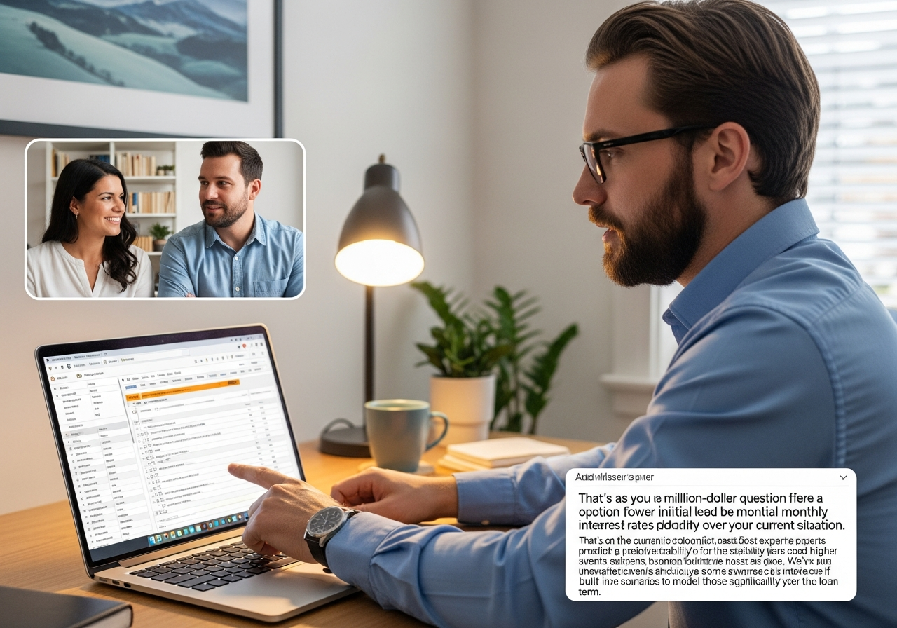 Mortgage broker advising clients