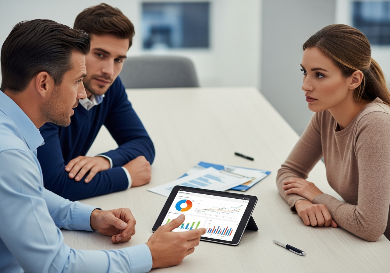Mortgage broker explaining loan types