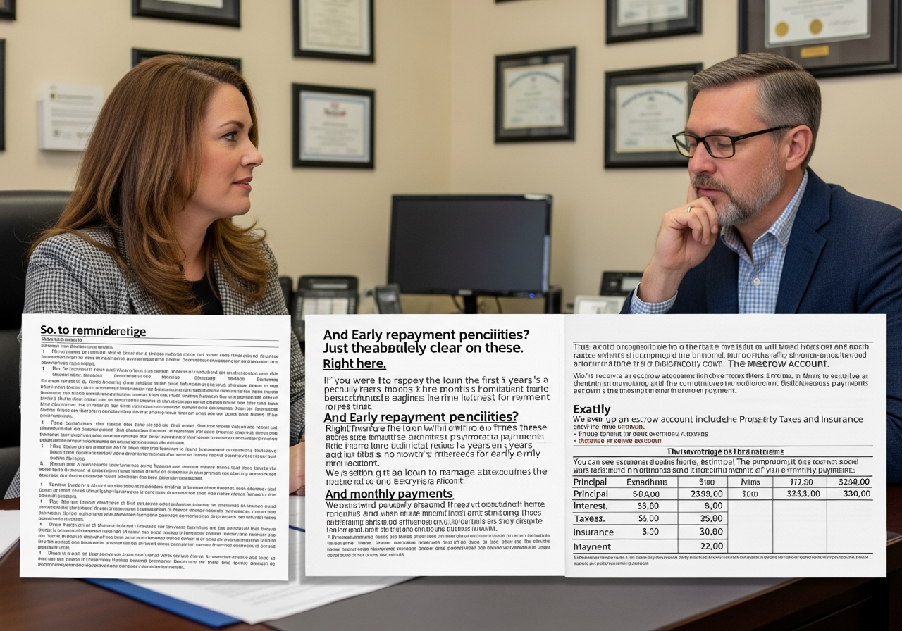 Broker helping client with loan paperwork