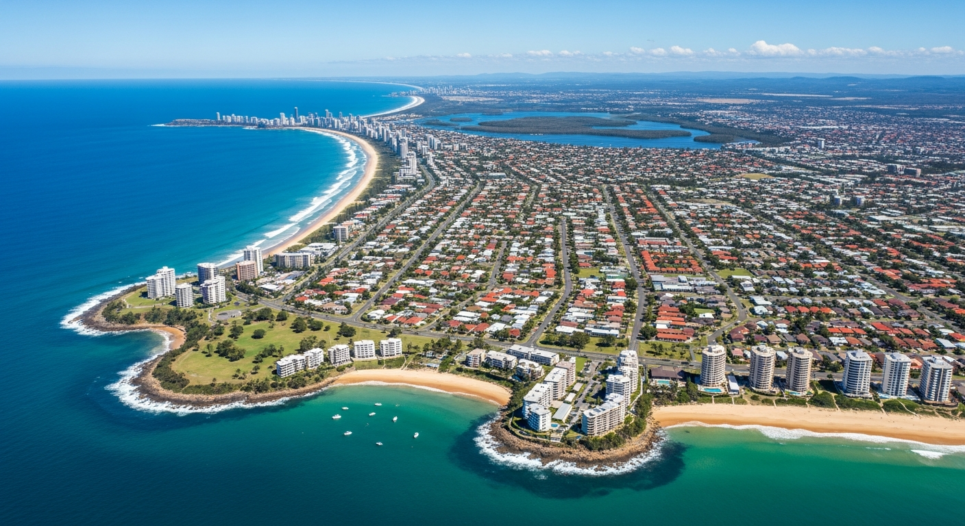 Queensland coastline and suburbs