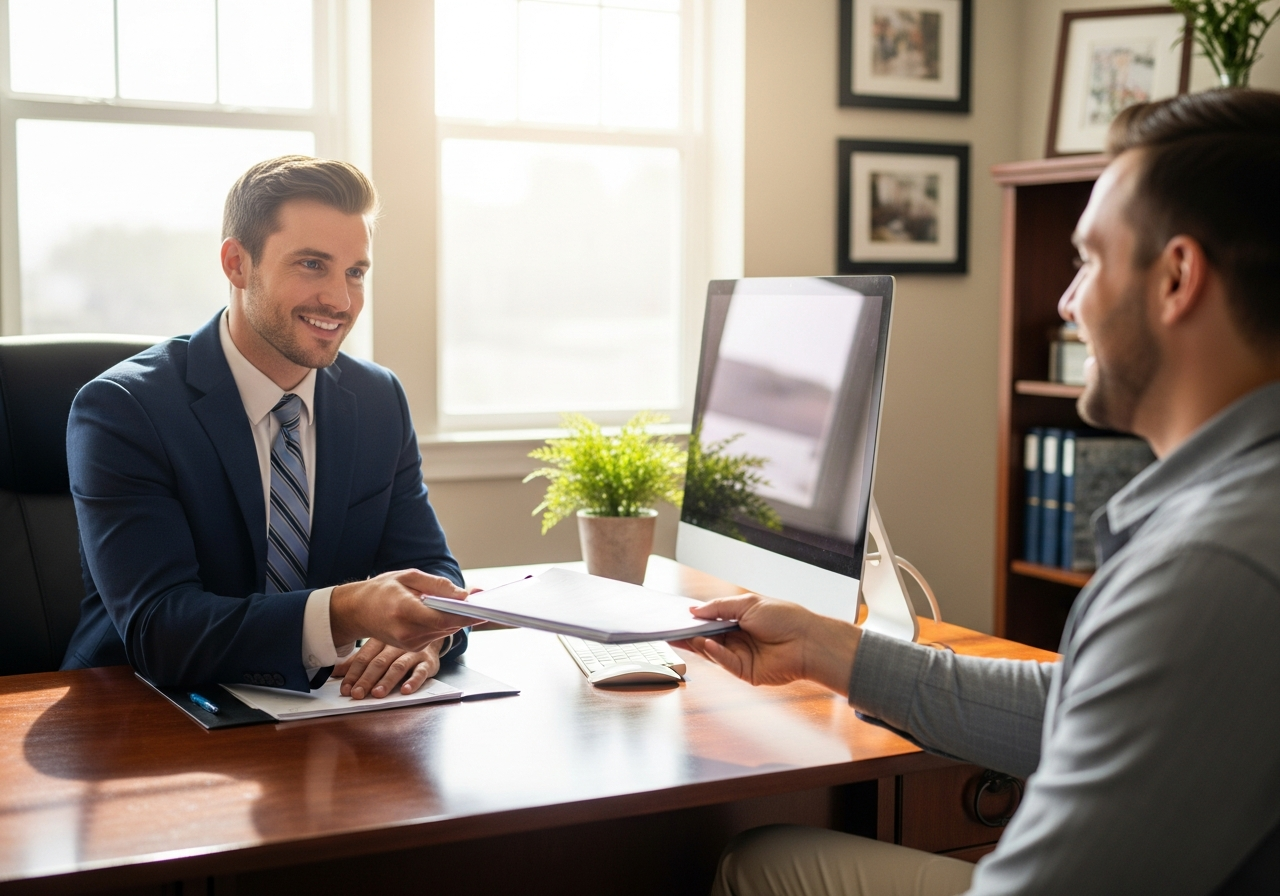 Advisor helping client with loan approval