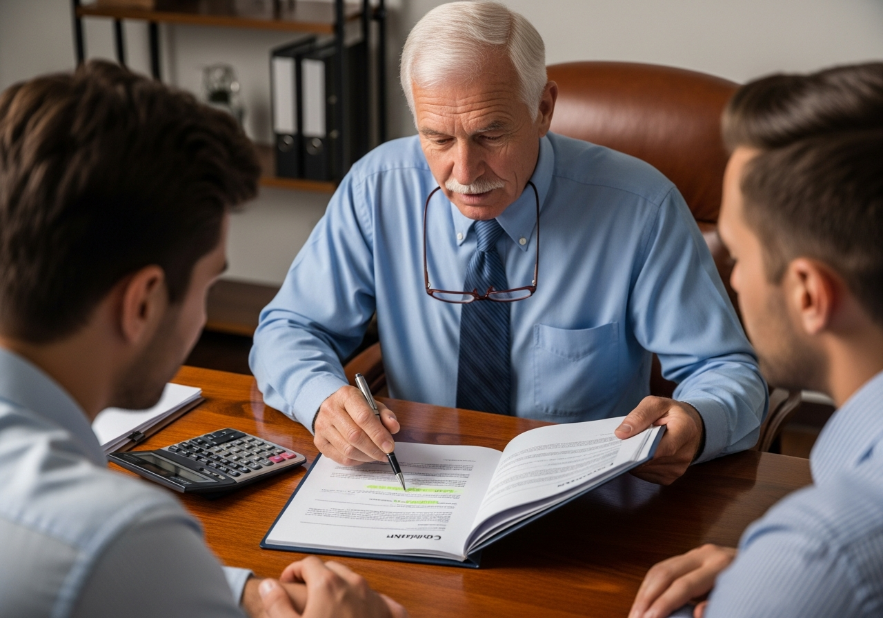 Mortgage broker explaining home loan deals