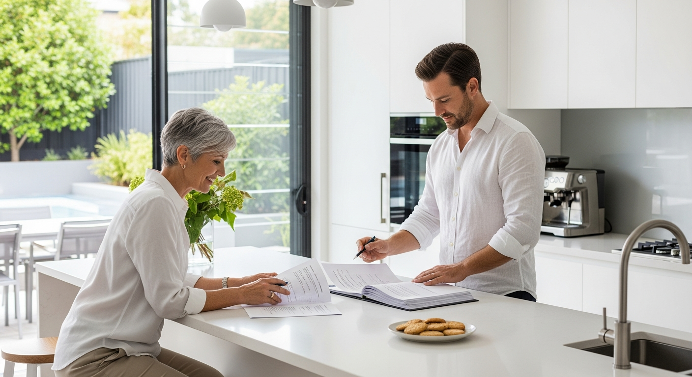 Broker reviewing loan documents in Perth