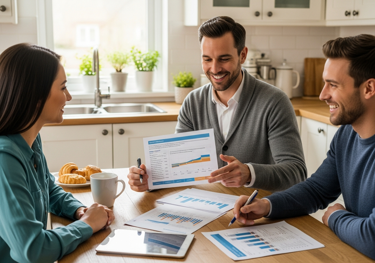 Local mortgage broker meeting with clients