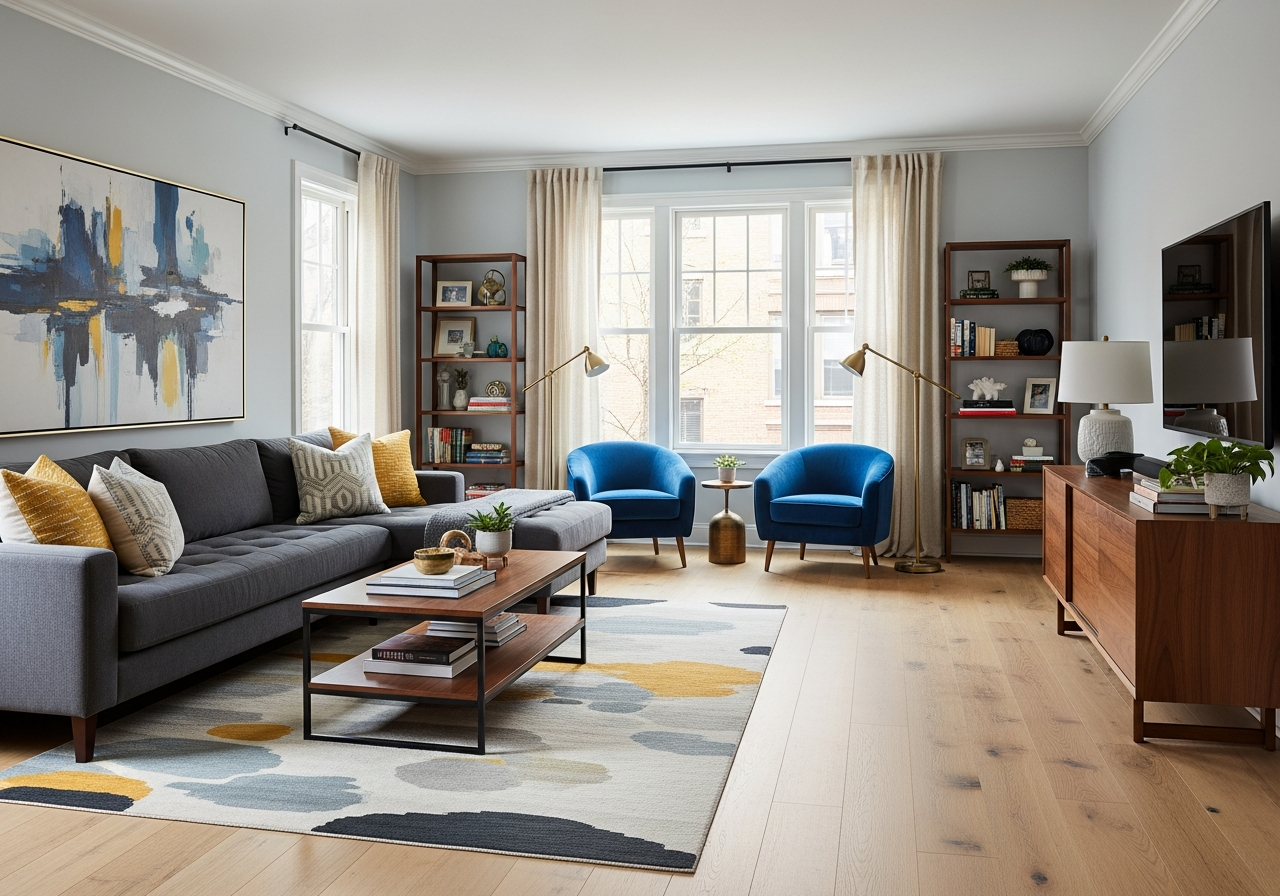 Renovated living room interior
