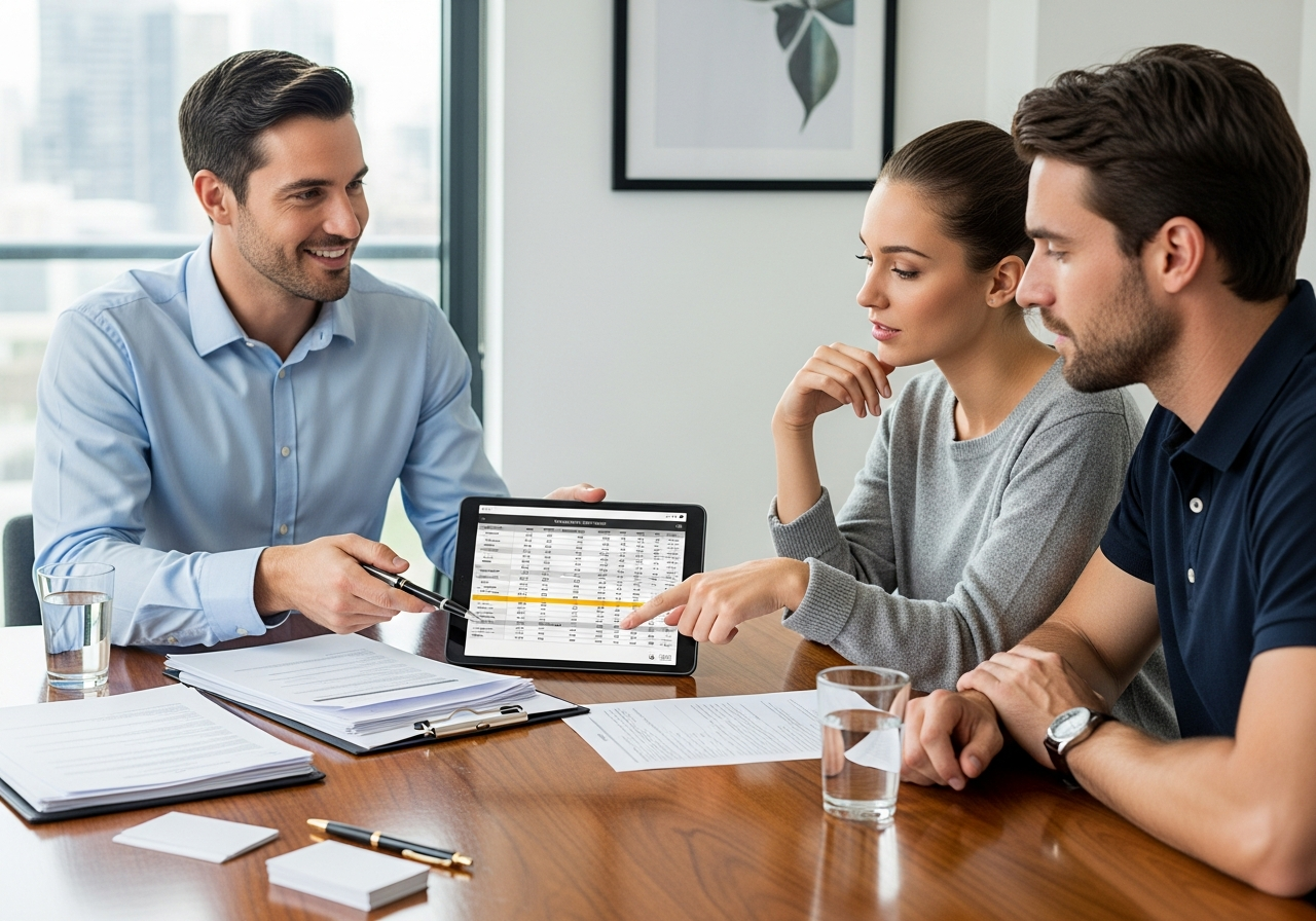 Broker meeting a couple to discuss home loan options
