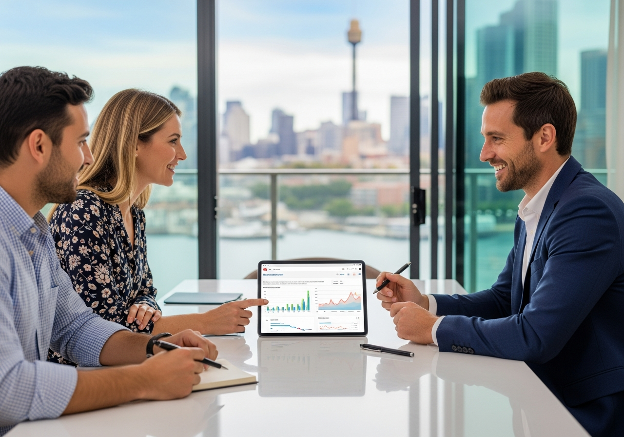 Sydney home buyers discussing home loan options