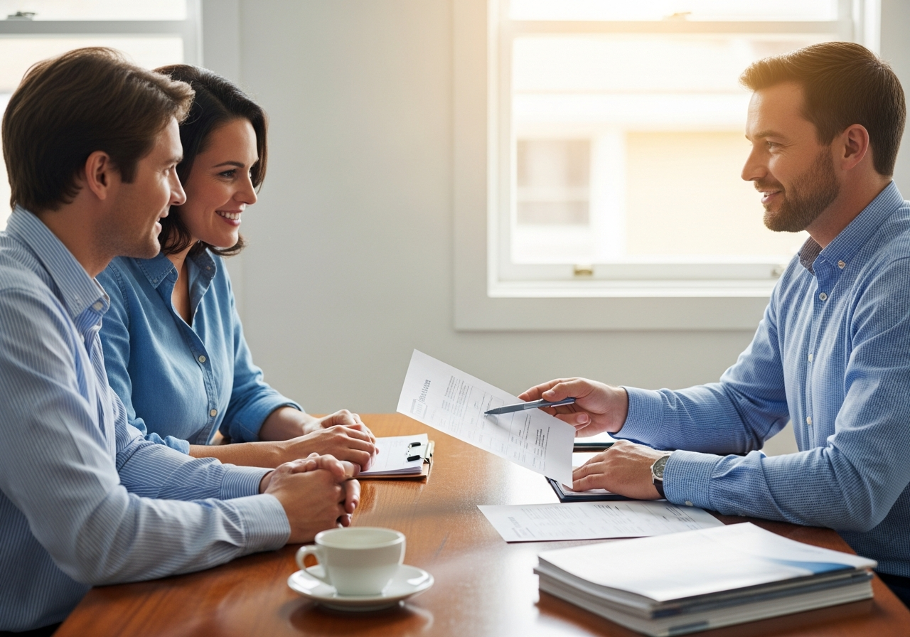 Mortgage broker explaining home loan options