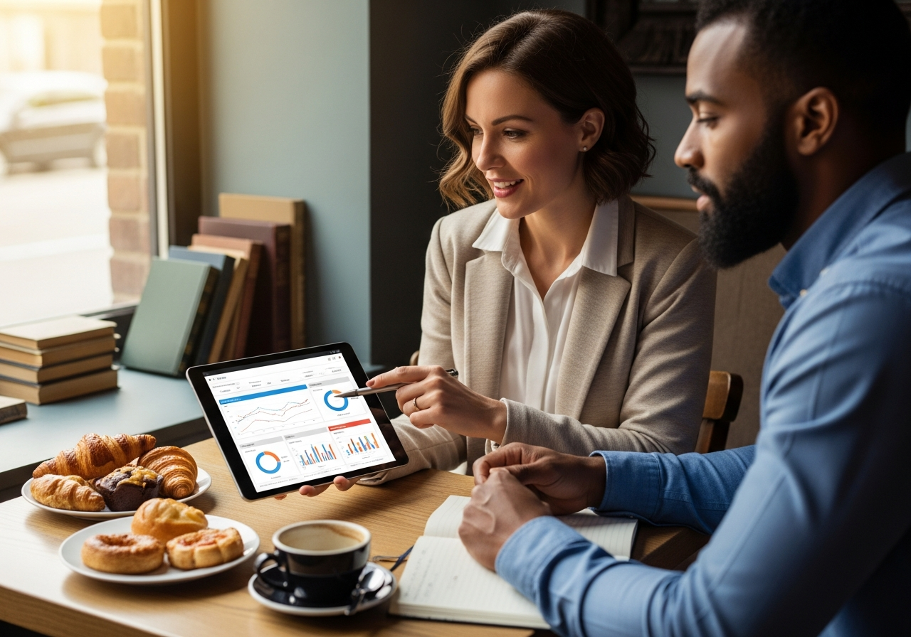 Advisor showing personal loan options on tablet