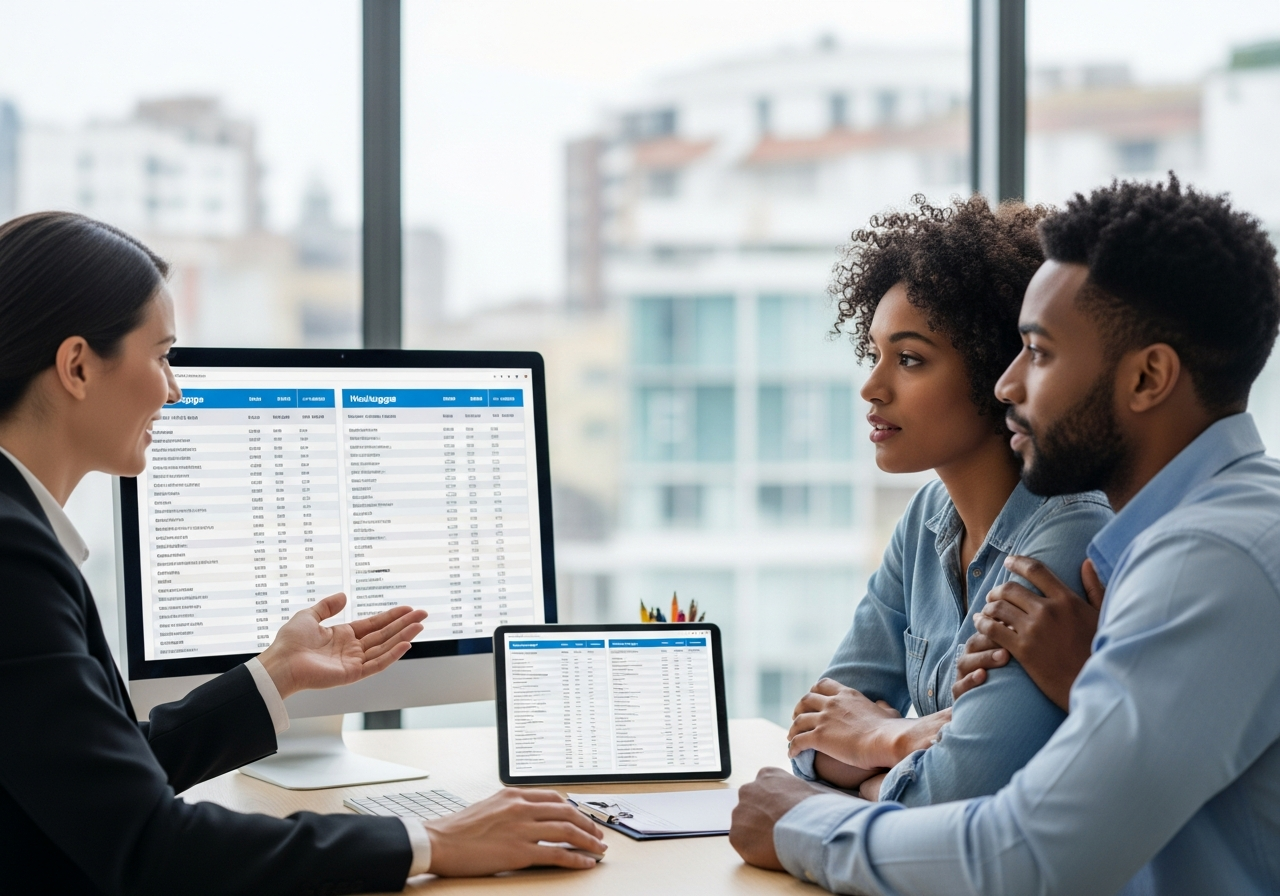 mortgage broker showing loan comparison