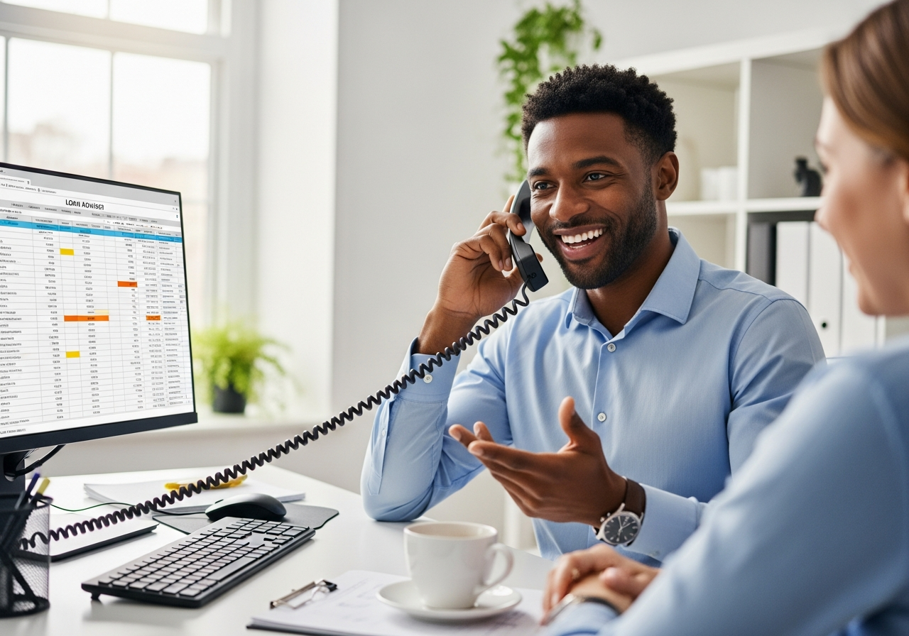 Personal loan broker on the phone