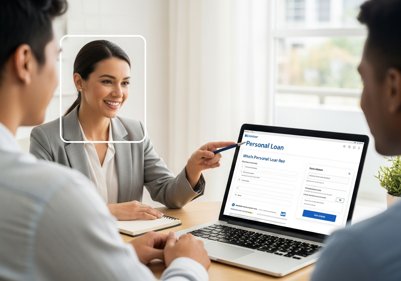 Remote loan adviser helping client