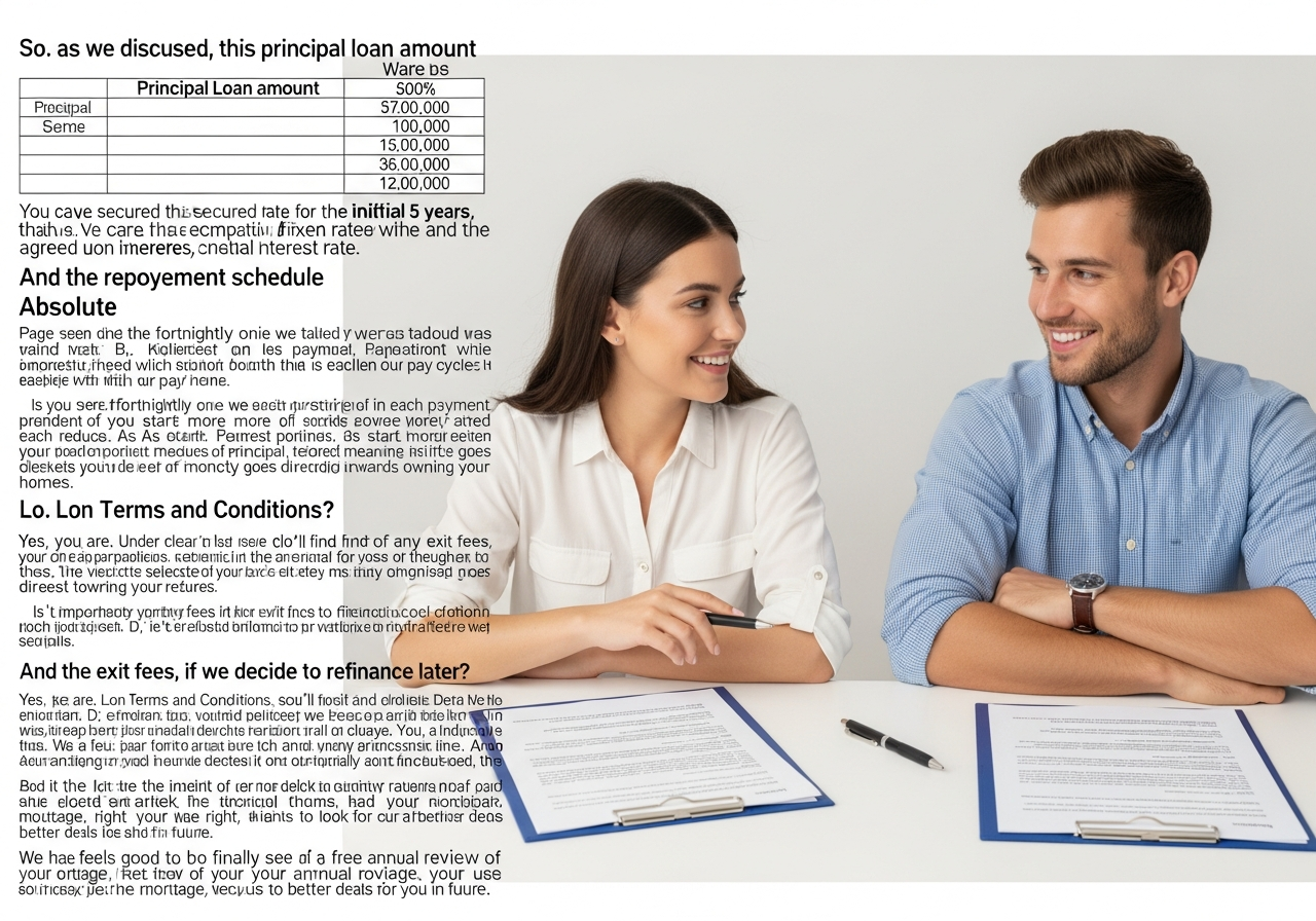 Mortgage broker helping couple compare lenders