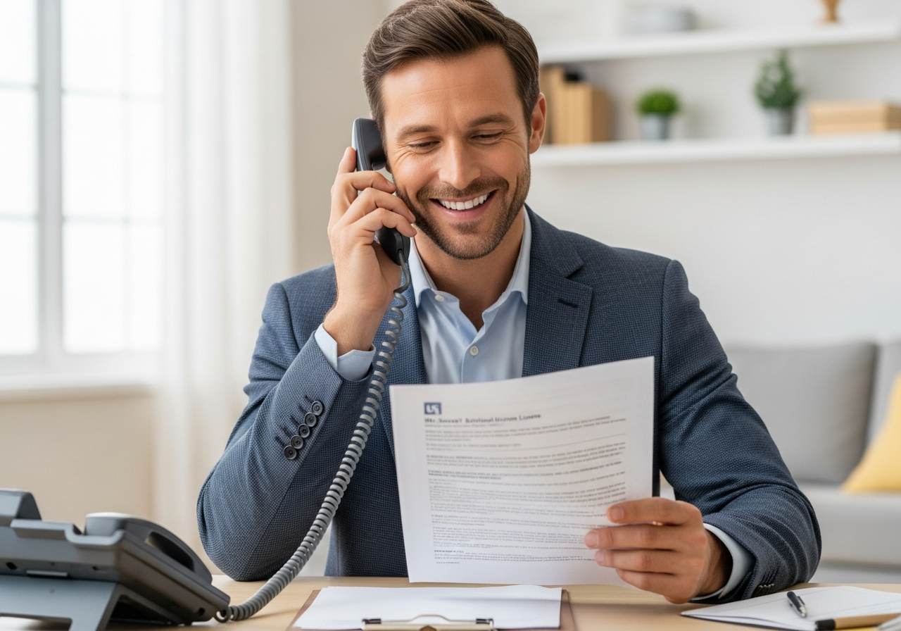 Happy homeowner receiving mortgage news
