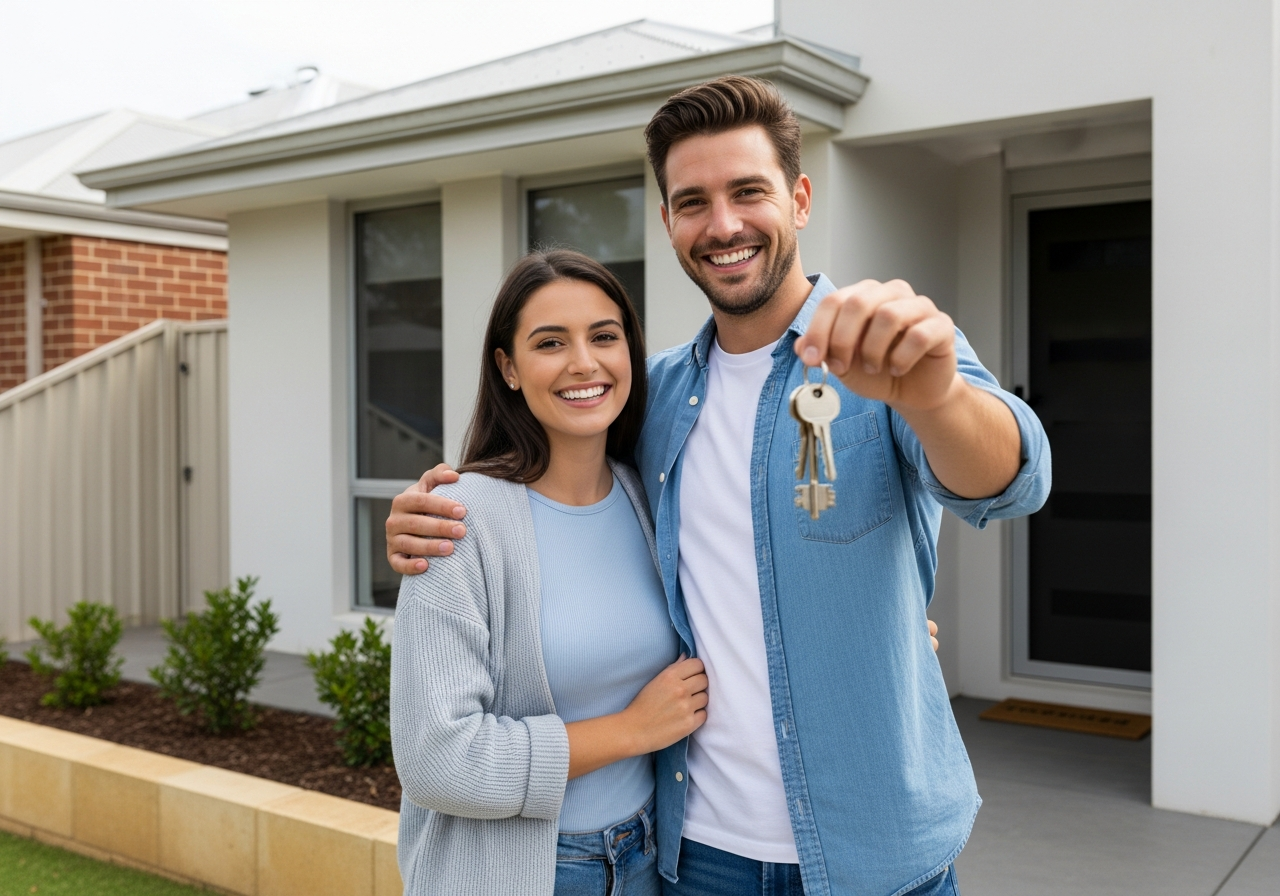 Couple in Perth with house keys