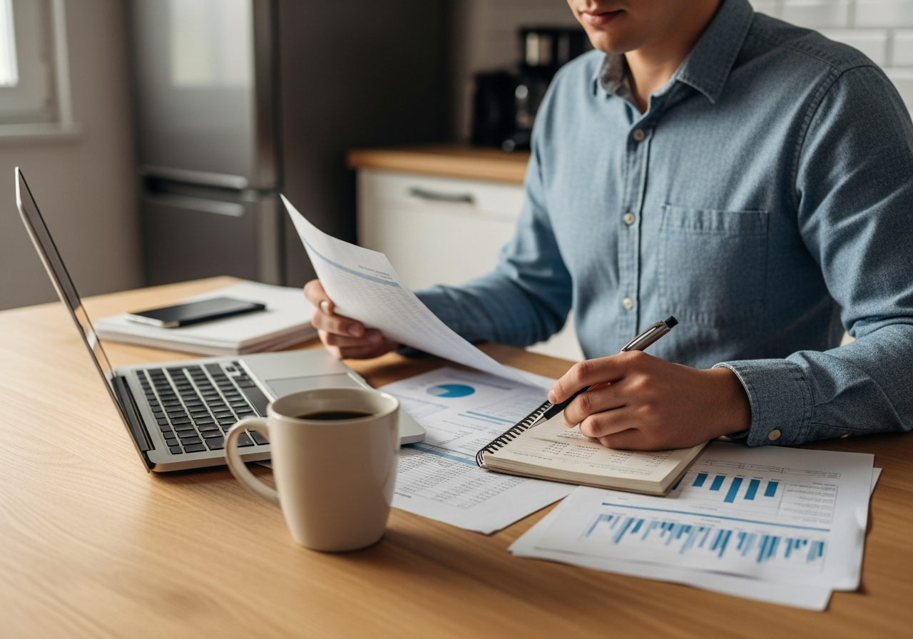 Person reviewing finances