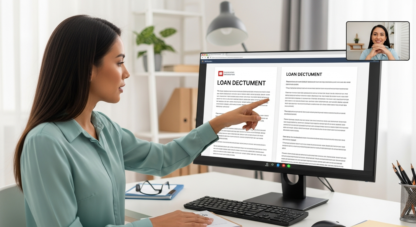 Loan specialist assisting online