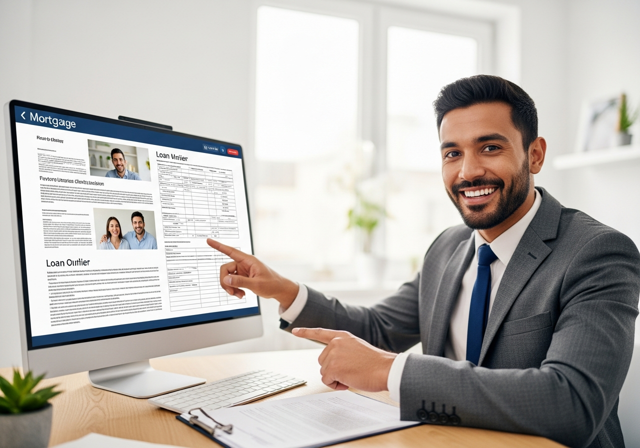 Mortgage broker assisting clients via video call