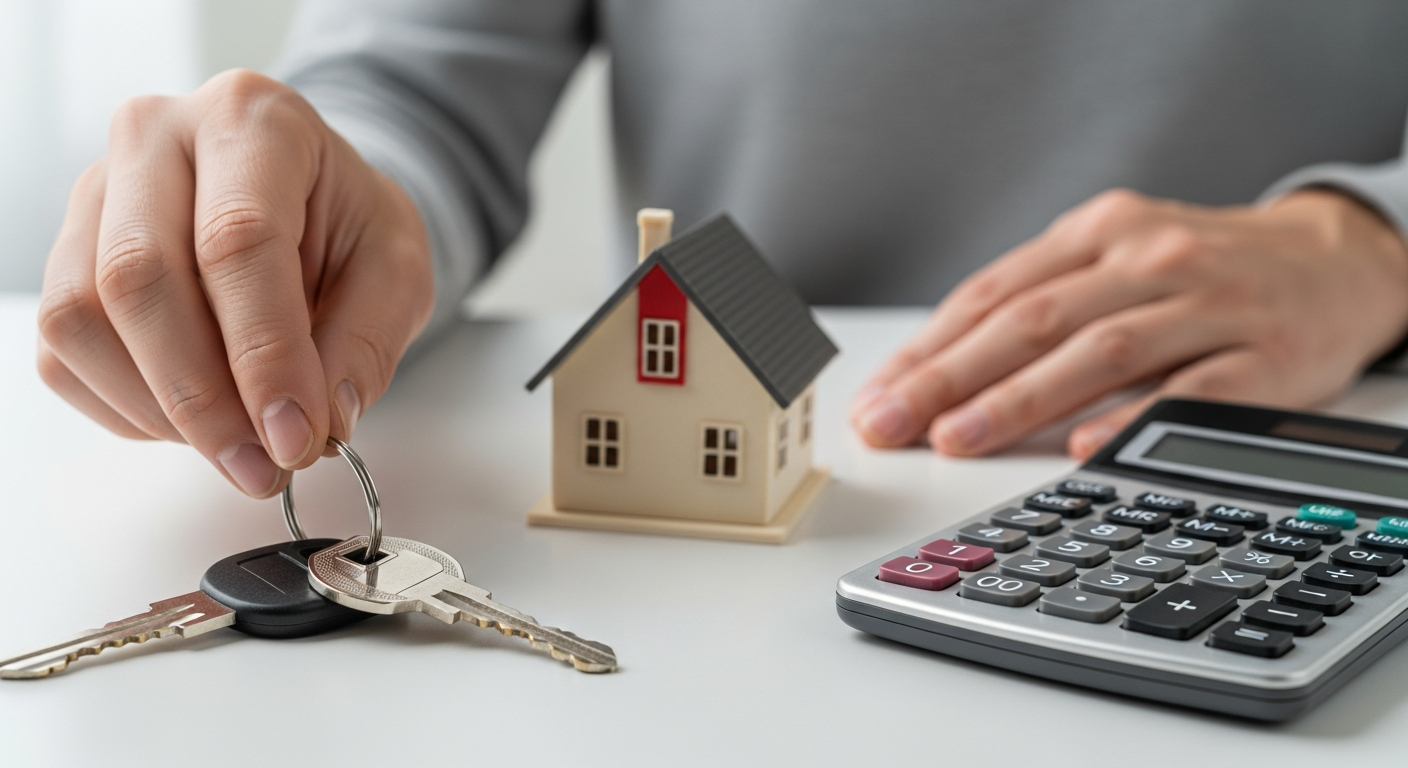 Keys and model house for first home buyers