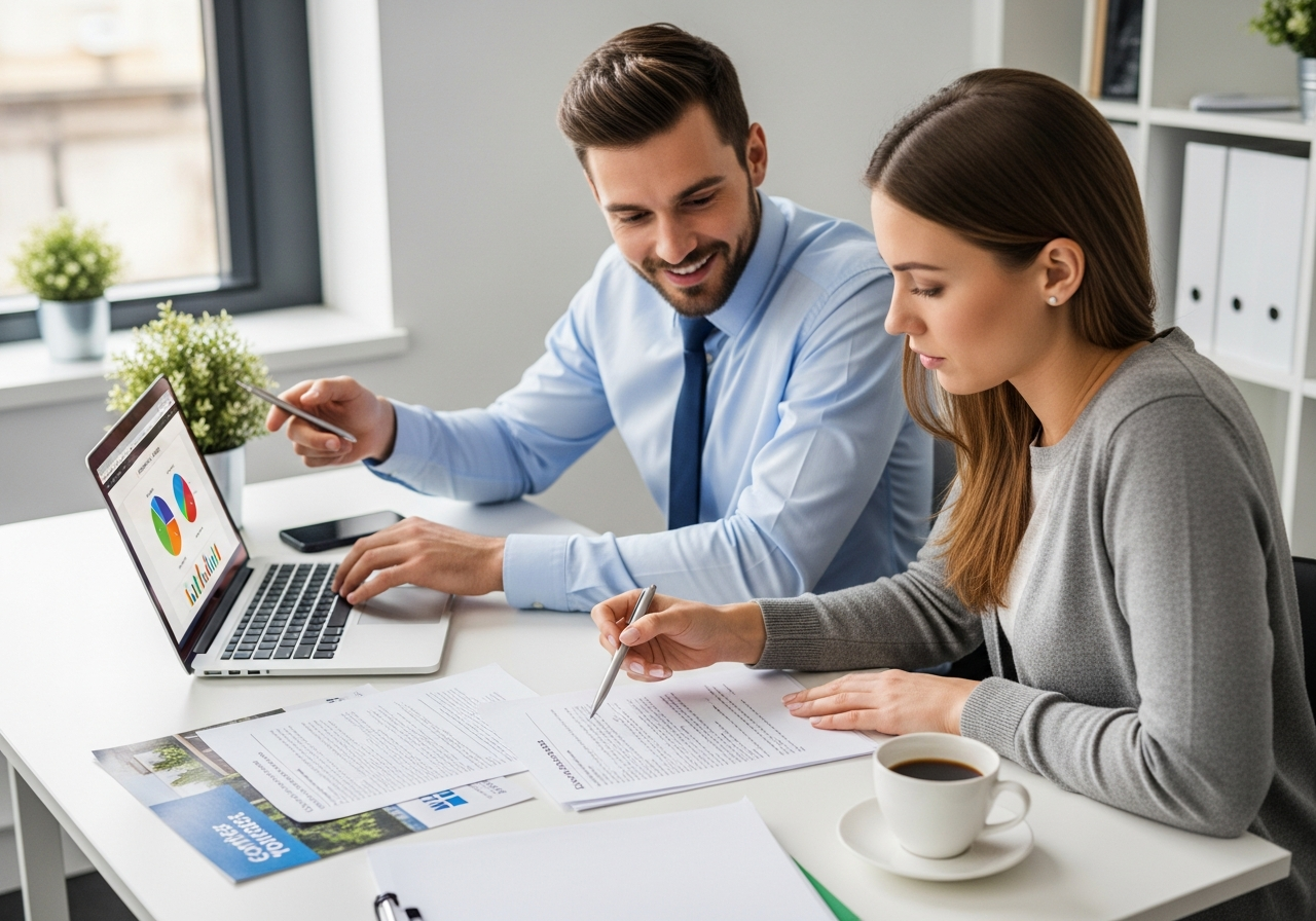 Broker reviewing loan options