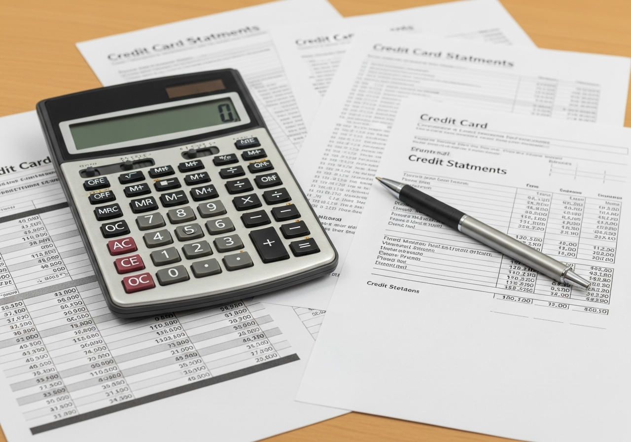 Calculator and credit card statements