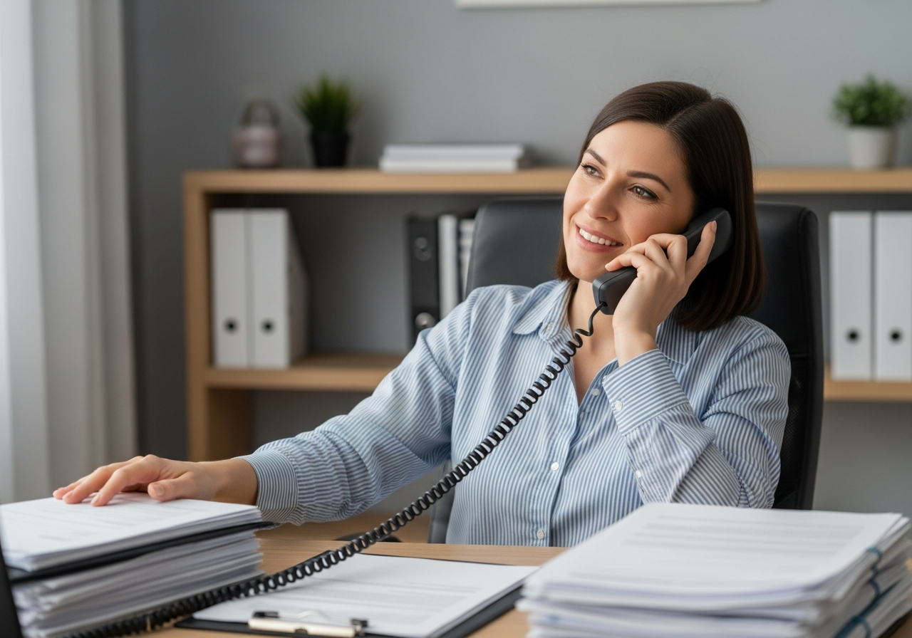 Person on phone after consolidating debts