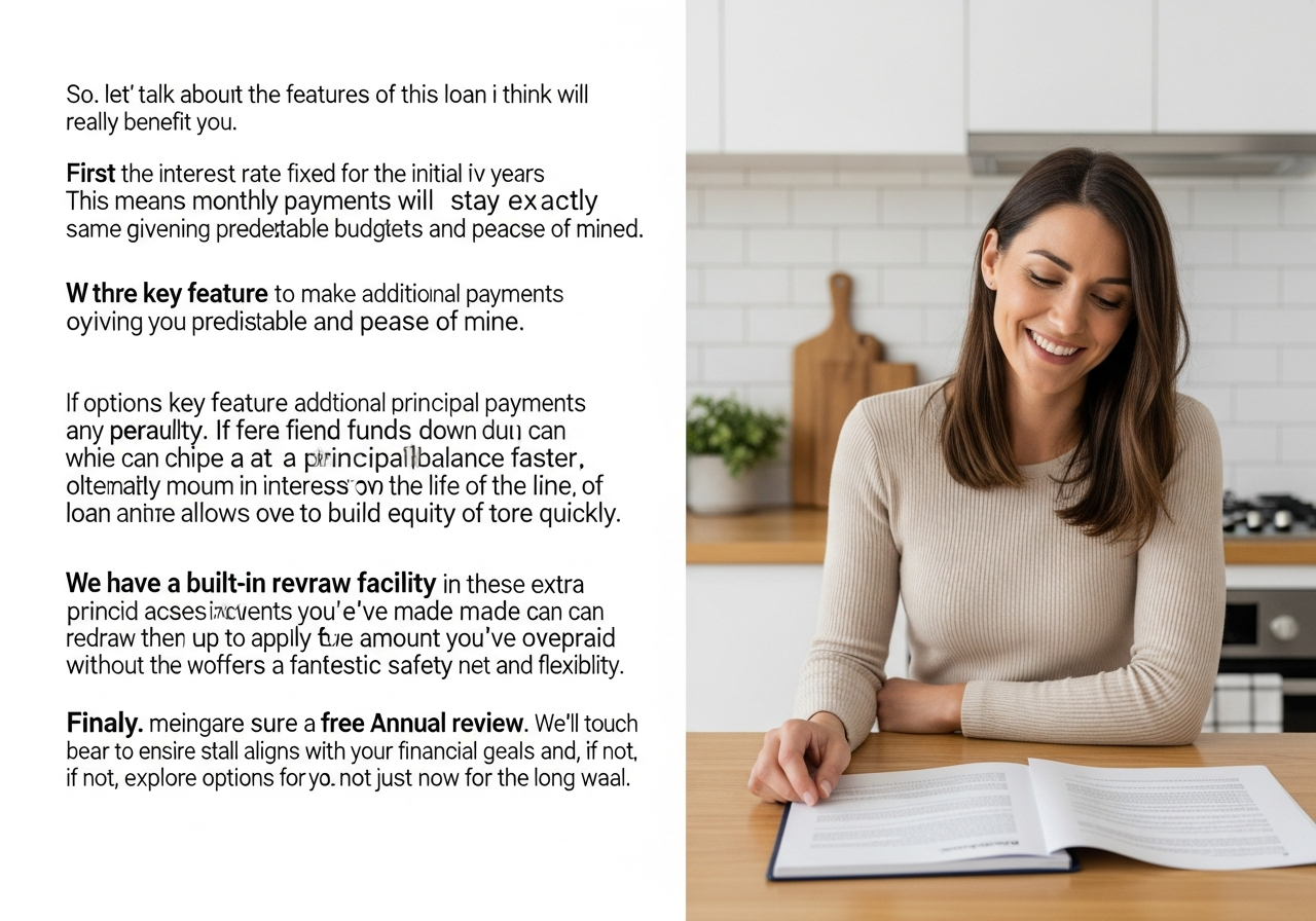 Mortgage broker explaining variable home loan features