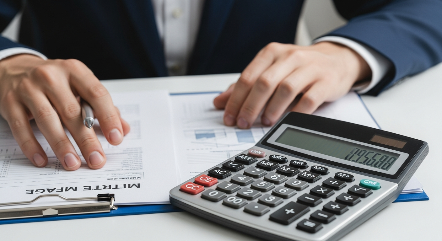 Reviewing mortgage documents and calculator