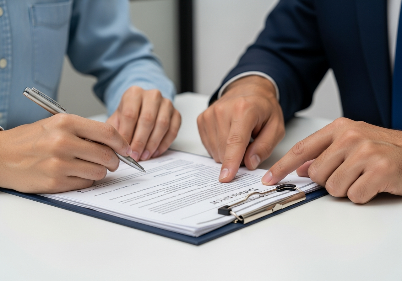 Broker preparing personal loan documents