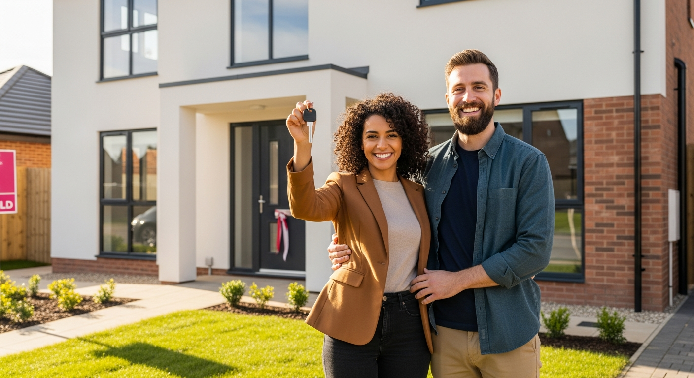 Self-employed couple with home keys