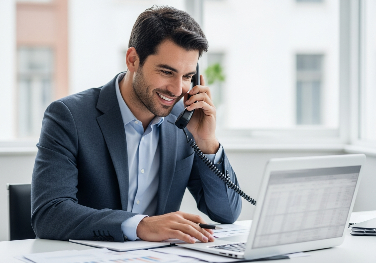 Phone-based loan adviser helping client