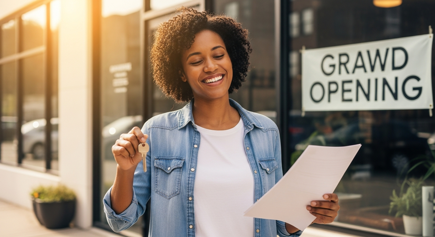 Small business owner after securing a loan