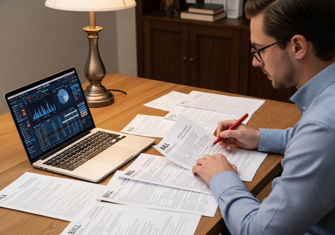 Reviewing bills and calculating repayments