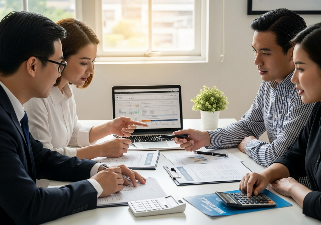 Mortgage broker explaining loan options