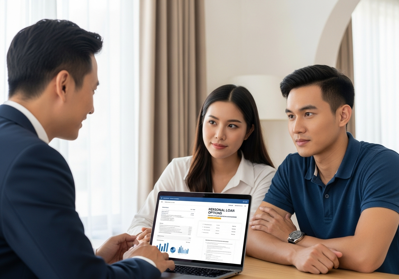 Family reviewing personal loan options