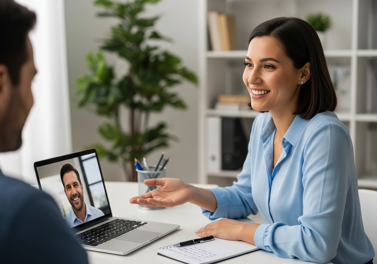 Financial adviser on video call