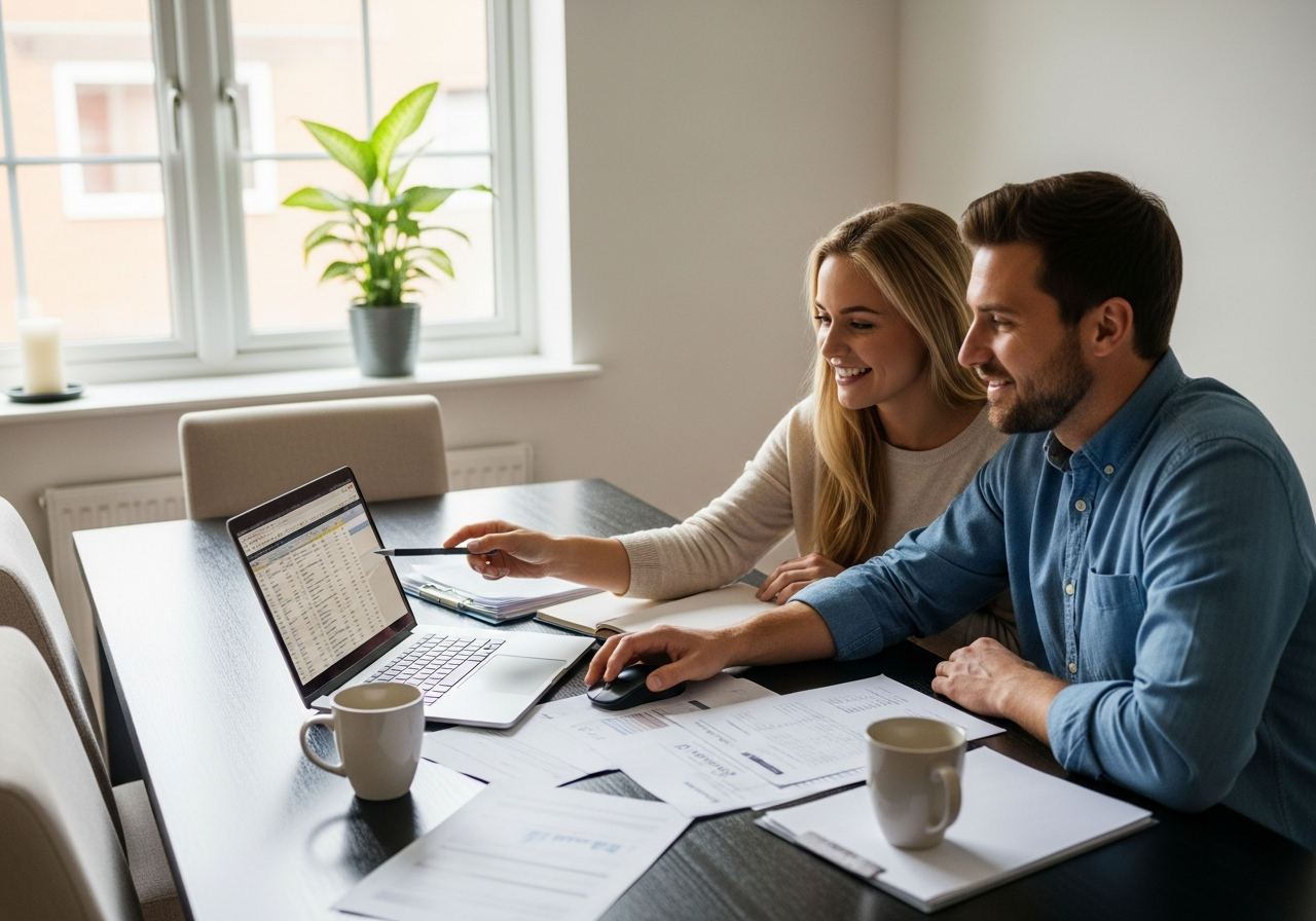 Couple reviewing personal loan options with broker