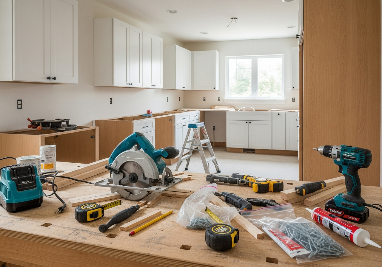 Home renovation with new kitchen cabinets